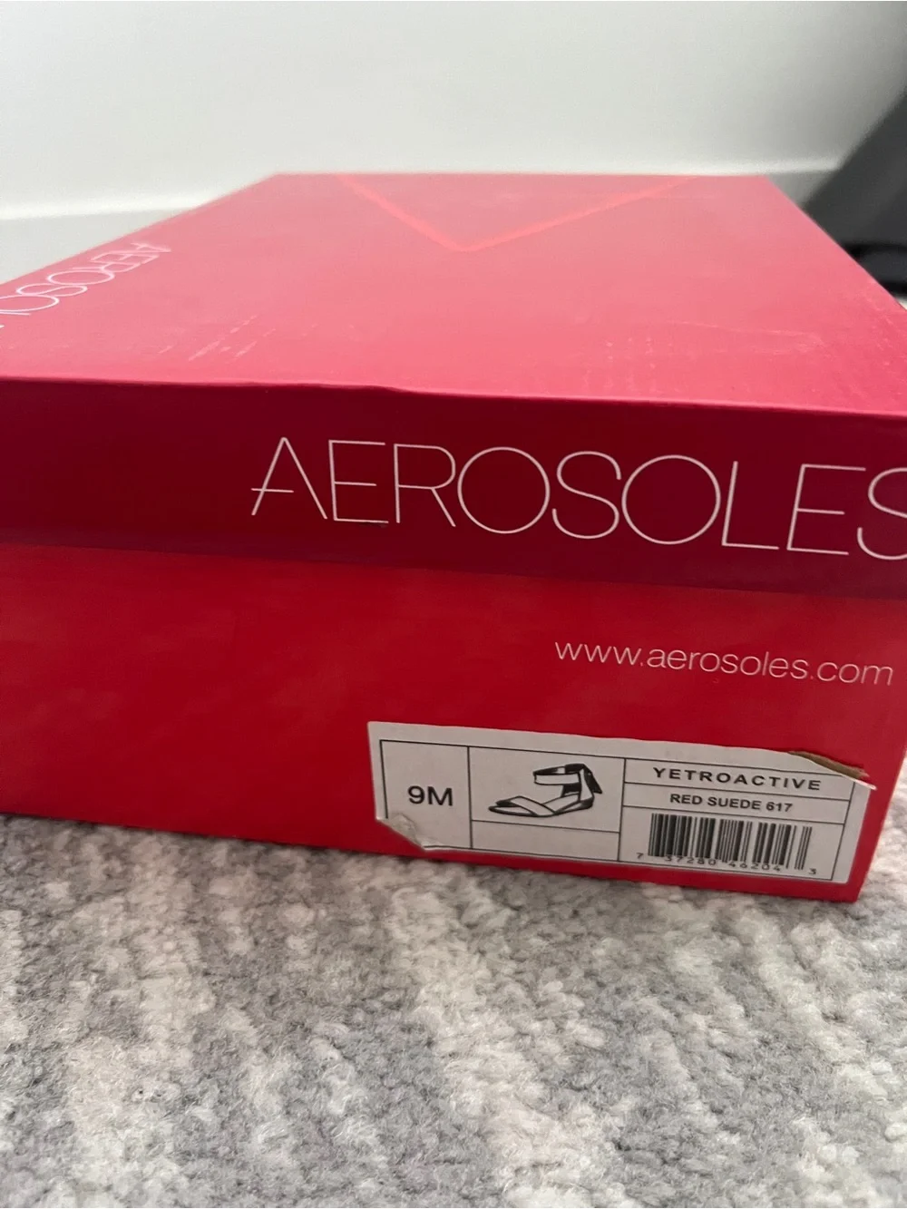 Aerosoles Yetroactive - red suede wedge sandals with zip closure and tassels